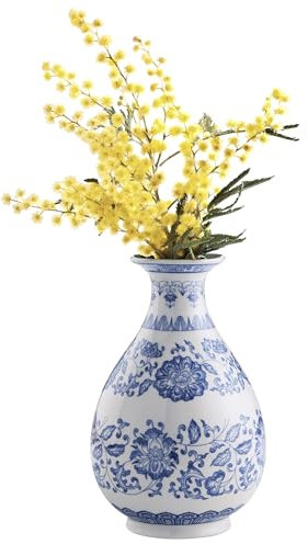 Navaris Blau Weiße Vase - Antiker China Porzellan Look - Keramik Vasen Deko - Funktionales Dekostück für Wohnzimmer - Perfekt für Tulpen - Blau