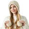 Kwatieh Damen Gruen MüTze Mit Loch FüR Zopf Kinder MüTze Mit Bommel Muetze Damen Winter Strickmuetze Schal Damen Winter GrüN Herren MüTze Winter Xxl Warme Fellmuetze Schal Mit