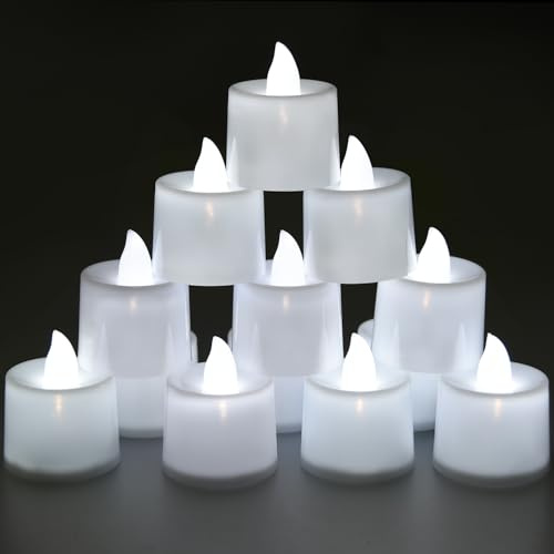 KOABY Lot de 25 bougies chauffe-plat LED d'une durée de vie de plus de 8 heures, sans minuteur, sans scintillement, pour décoration (lot de 25, lumière blanche pure)