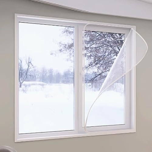 Kit di isolamento per finestre con zippato,Personalizzabile,Riutilizzabile,Economica e pratica,perfetto per diversi tipi di finestre(trasparente) (200cmx160cm,Polivinilcloruro (PVC))