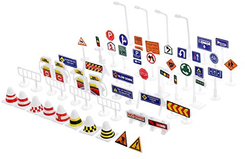 Garneck 56 Stück Verkehrsschilder Spielset Für – Pädagogisches Mit Ampeln Und Straßenschildern Für Draußen – Ideal Für Verkehrserziehung Und Kreatives