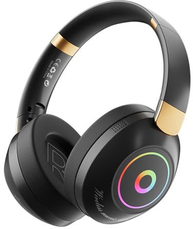 ZZOSRDR Bluetooth Headphones Over Ear, Foldable Lightweight Bluetooth 5.3 Wireless Headphones, Wireless Headset with Built-in Mic, FM, SD/TF for Online Class, Office, PC, Phone