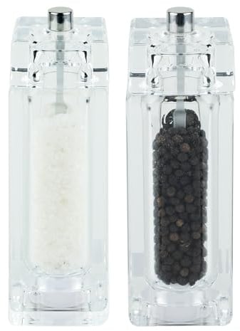 Grunwerg Gmill Set macina sale e pepe in acrilico da 14,5 cm, con macina regolabile in ceramica