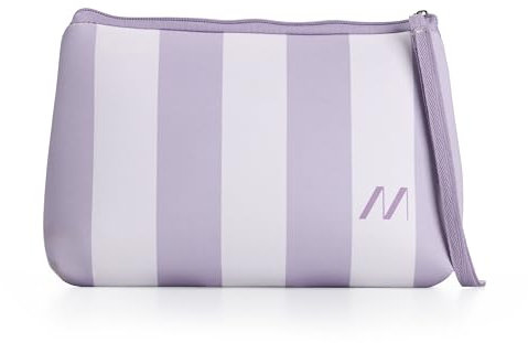 Muitomas Pochette da Donna in Neoprene a Strisce, Borsa da Donna con Chiusura Zip e Laccio Polso, 24 x 16 x 6, Colore Lilla