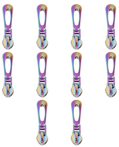 SG Store 10 Stück #5 Regenbogenfarben Metall-Reißverschlüsse 10 Mm Schieber für Gepäcktaschen Geldbörsen