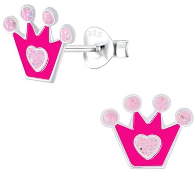 Monkimau Mädchen Ohrringe Krone | Ohrstecker aus 925 Sterling Silber | Kinderohrringe hypoallergen