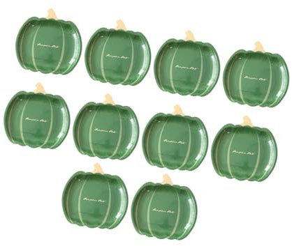 SZLIFE Set di 10 Piatti di Carta a Forma di Zucca per Halloween, 9 Pollici Verde