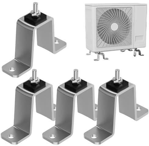 Pies de soporte para aire acondicionado, juego de 4 patas amortiguadoras para condensador split, base de fijación de acero inoxidable para exterior de garaje, jardín