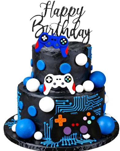 LaVenty décoration cupcake jeu vidéo casque gaming papier gaufrette | décoration cupcake jeu vidéo casque gaming papier gaufrette décoration gâteau anniversaire fête bébé garçon