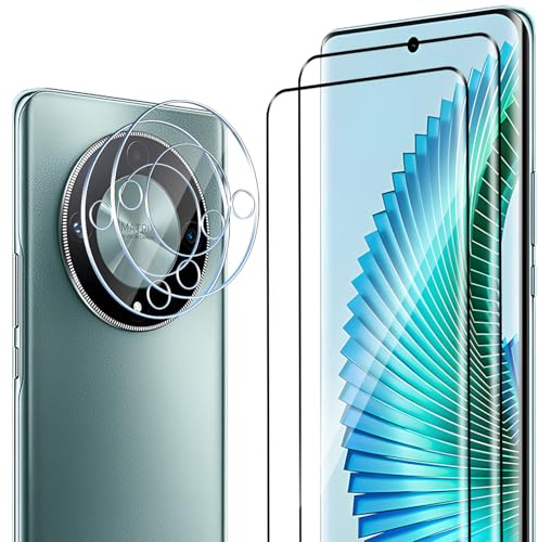 ELYCO Protection Écran pour Honor Magic 6 Lite/Magic6 Lite 5G, 2 Pièces 9H Dureté Verre Trempé + 2 Pièces Caméra Arrière Protecteur, Ultra HD, Sans Bulles, Anti-rayure, Film Protection D'écran