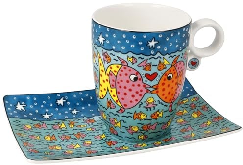 Goebel Künstlertasse mit Untertasse Rizzi Family of Fish - Pop Art