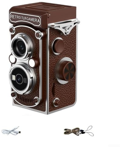 Retro Mini-Digitalkamera, 1080P Fotokamera Retro Kamera, Ultraportable Kamera, Autofokus Mini-Kompakt Digitalkamera, für Anfänger Jugendliche Erwachsene(Braun-)