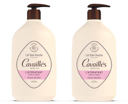 ROGÉ CAVAILLÈS | Lait bain douche - L'hydratant | Hydrate & protège la peau | Dès 3 ans | Sans savon | Testé dermatologiquement | 85% d'origine naturelle | Bouteille recyclée | Lot de 2x1L