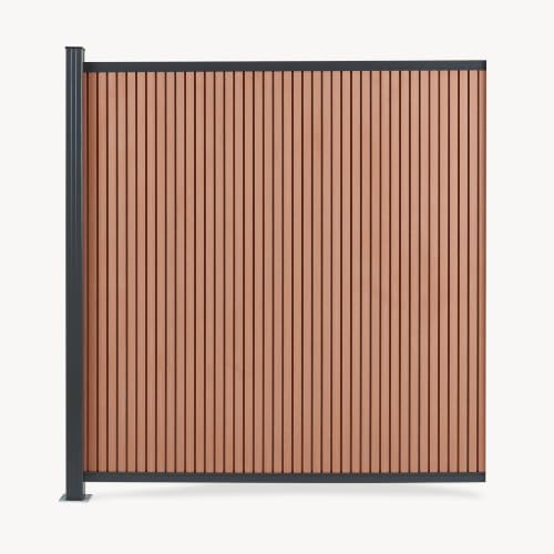 NEU.HOLZ Erweiterungsmodul Grassano 185 x 175 cm mit 1 Pfosten Braun | Gartenzaun, WPC, Sichtschutzzaun, Lamellenzaun, Zaunelemente, witterungsbeständig, Windschutz