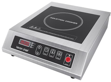 Lecon Chef Induktionskochfled, 3500W Kochplatten, Edelstahlgehäuse | Timer und Voreinstellung, 10 Temperatur- und Leistungsstufeneinstellungen, 60KG Große Tragfähigkeit