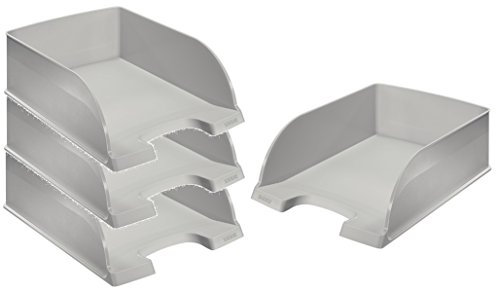Leitz 523300 Briefkorb Jumbo Plus, A4, extra hoch, Polystrol (Briefkorb Jumbo Plus, grau 4er Set)