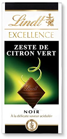 Lindt - Tablette Zeste de Citron Vert EXCELLENCE - Chocolat Noir, 100g