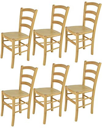 t m c s Tommychairs - Set 6 sillas Venice para Cocina y Comedor, Estructura en Madera de Haya Color Natural y Asiento en Madera