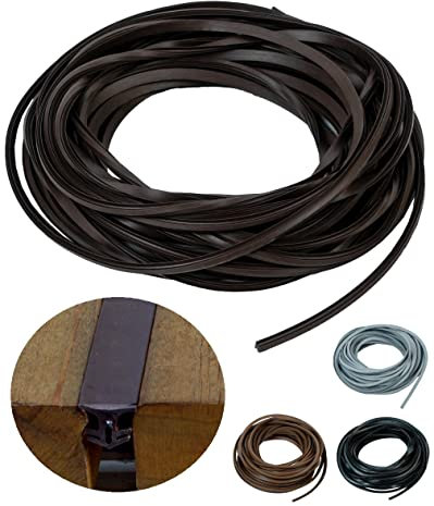 Gartenwelt Riegelsberger Terrassenfugenband mit Antidehnungsfaden für alle Terrassensysteme WPC Holz MADE IN GERMANY Fugendichtung Fugenband Bodenfüllprofil Dichtung 7-10 mm dunkelbraun 1 lfm