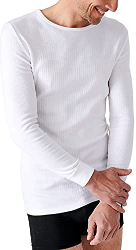 Damart Camiseta Thermolactyl Cuello Redondo, canalé Polar, Manga Larga Blanco L