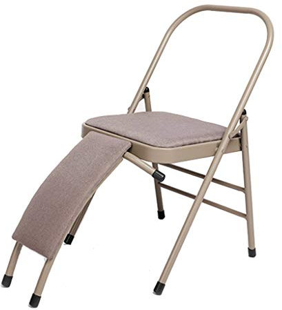 Training Yoga-Stuhl Iyengar Yoga-Stuhl Hilfsstuhl Bold Yoga-Stuhlhocker Haushaltshilfen Fitnessstuhl Umgekehrter Stuhl Klappstuhl Damengeschenk Fitness (Color : Khaki, Size : 46 * 90 * 80cm)