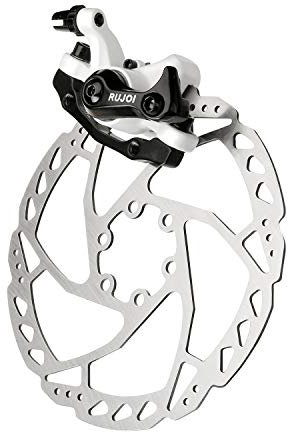 RUJOI Bike-Scheibenbrems-Kit, Aluminium-Front-Bremssattel, voller Aluminiumlegierung Fahrradbremshebel, 160mm Rotor, mechanischer Werkzeug-freier Pad-Einsteller für Rennrad, Mountainbike (1 Set)