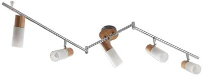 Lindby Deckenlampe Glas, Holz Deckenstrahler schwenkbar und drehbar 5x E14 max. 5W ohne Leuchtmittel Deckenleuchte Deckenspot Spot Strahler