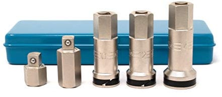 Thin Wall Spark Plug Socket Set Made in Japan 6-Piece, 16mm(5/8), 18mm, 21mm(13/16), Short & Long Extension, 3/8 Drive/17mm Shaft Metal Case Compatible with Honda Metro Triumph Porsche Volkswagen