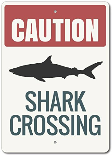 Inga Shark Caution Schild Shark Schild Shark Decor Shark Lover Blechschild 20,3 x 30,5 cm