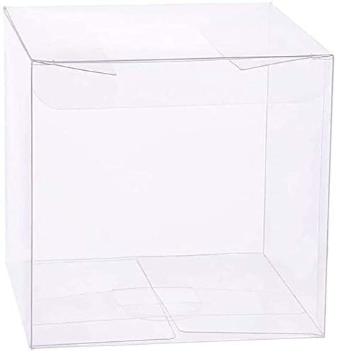 SagaSave 10 transparente Würfel-Boxen, kleine, transparente Würfel-Geschenkbox für Hochzeit, Babyparty, Halloween, Party, Gastgeschenk, Kuchen, Süßigkeiten, Schokolade, Verpackung 10 x 10 cm