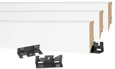 HEXIM Sockelleisten Modern 19 x 70mm - MDF Fußleisten für Fließen, Laminat, Vinyl & Teppich - Sparpaket 19,2 Meter MS7019 - Laminatleisten Fussleiste Bodenleisten