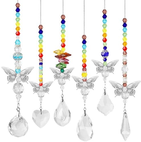 EEEKit 6PCS Hängende Kristall-Sonnenfänger Für Innenfenster, Bunte Sonnenfänger Zum Aufhängen, Kristallprismen-Regenbogenmacher Für Garten, Terrasse, Wand, Raum Und Heimdekoration