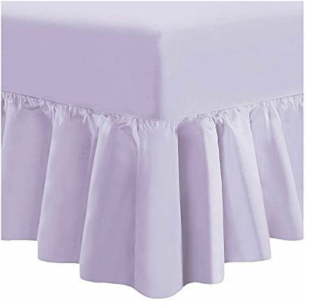 COTONWIZE® Lilac Easy Iron Single Valance Sheet Polycotton Fitted Valance Sheet Single Bed, Frilled Base Fitted Valance Sheets, Poly Cotton Single Bed Valance Sheet
