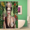 ZZDXW Duschvorhang 180x180 Vintage Frida Shower Curtains Anti-Bakteriell Duschvorhang Antischimmel Waschbar Duschvorhänge Polyester mit 12 Duschvorhangringen Duschvorhang Grau