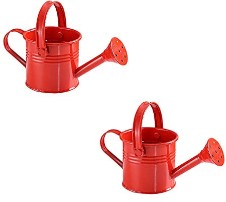 HLTER Kleine Gießkanne, 540 ml, Metall, Eisen, verzinkt, Gießkanne für Pflanzen, Rot, 2 Stück