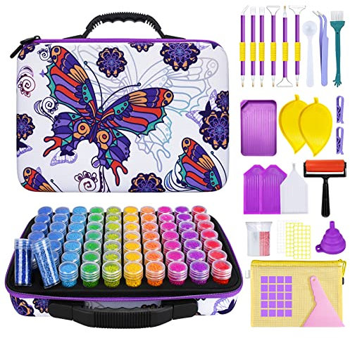 JOTOL 5D Diamond Painting Zubehör Boxen,70 Diamond Painting Aufbewahrungsbox,Werkzeug Set mit Stift Trichter Stickers,Für Nägel,Strass,Perlen,DIY Handwerk