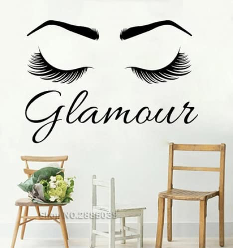 Glamour Yeux Fermés Cils Stickers Muraux Creative Moderne Décor À La Maison Vinyle Mural Papier Peint Art Stickers Fille Chambre Décor59cm x 42cm