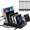 PRITEK Charging Station with 8pcs Short Charge Cables, 60W 6 Ports USB Charger Station Desktop Organizer Charging Dock Compatible for Multiple Electronic Devices