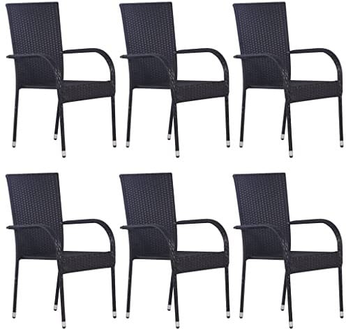 Hommdiy Gartenstuhl 6er Set Poly Rattan Stapellstuhl Gartensessel Armlehnstuhl Balkonstuhl Hochlehner
