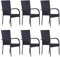Hommdiy Gartenstuhl 6er Set Poly Rattan Stapellstuhl Gartensessel Armlehnstuhl Balkonstuhl Hochlehner