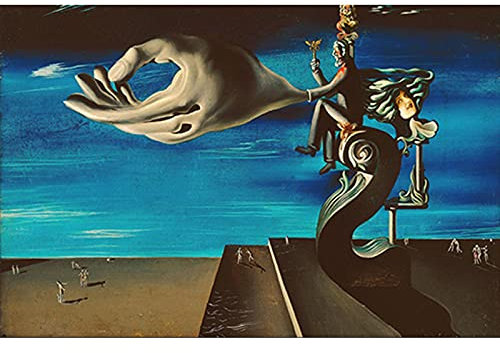 Die Hand von Salvador Dali Berühmte riesige Kunstgemälde drucken auf Leinwand Kunstdrucke Surrealismus Wandbilder für Wohnzimmer 40 x 62 cm (15,7 x 24,4 Zoll) mit Rahmen