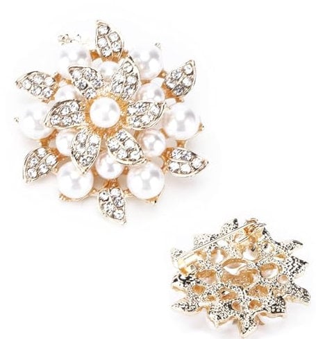 Cyrank Broschen für Frauen, Strass Brosch, Blumen Brosche, Brosche Damen, Kunstperlen, Blumenbrosche, Damenbroschen und Anstecknadeln, elegantes Hemd, dekorative Clips, Broschen für Hochzeit