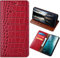 Für Huawei Mate 50 Leder Handyhülle, Luxus Kroko-Stil Echtes Leder Brieftasche Flip Phone Cover Case für Huawei Mate 50 (6,7 Zoll) mit [Kartenhalter] (Rot)