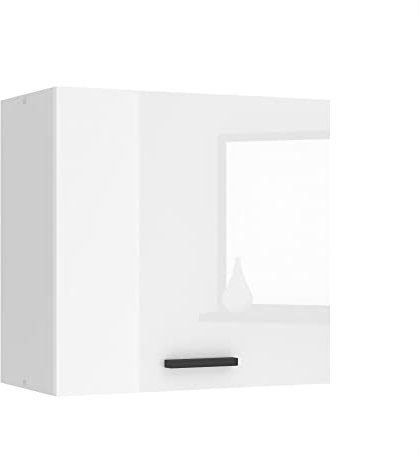 Belini Hängeschrank Küche, Küchenschränke SG. Breite 60 cm. Oberschrank mit 1 Tür, Küchenhängeschränke, Wandschrank Hängend, Weiß Hochglanz