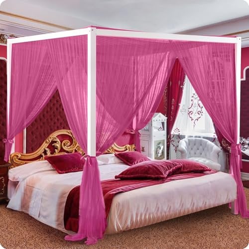 South to East Himmelbettvorhänge mit 4 Ecke für Erwachsene, Moskitonetz für das Bett, luxuriöse Bettvorhänge für die Schlafzimmerdekoration, reißfestes Polyester