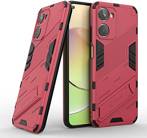 UPLAI Funda para Realme 10 4G, Ultra Delgado Antigolpes Armadura Carcasa con Soporte Oculto, Duro PC + Suave TPU Duradero Estuche Caso.Rosa