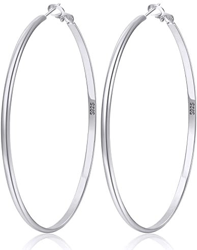 LOUMILEO Creolen Silber 925 Groß Silber Creolen Hypoallergen Silber Creolen für Damen Leicht Große Creolen Ohrringe Silber 925 Creolen für Damen (40mm)