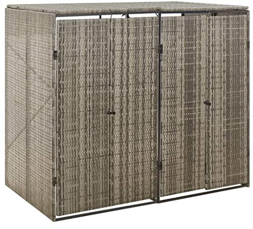 KOIECETA Mülltonnenbox für 2 Tonnen Grau 140x80x117 cm Poly Rattan