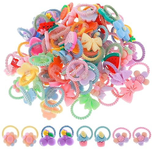 70 Stück Haargummis Klein Bonbonfarbene Mädchen Stirnbänder Süße Baby Kinder Haargummi Zopfgummis Mädchen Kleine Cartoon Stretch Scrunchies für Mädchen Kleinkind Baby Haarband