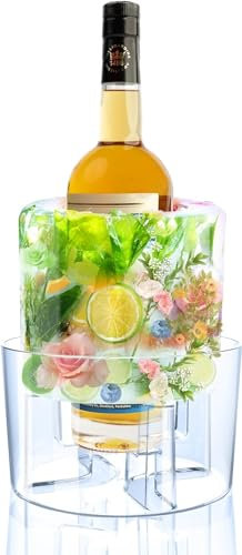 Champagne Bucket Ice Mold,Wine Chiller,Customized Ice Bucket for Your Champagne, and Various Liquor,Can Be Made in Any Flower Food Coloring and Fruits,Beautiful Decoration to Your Party